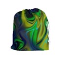 Green Blue Yellow Swirl Drawstring Pouch (XL) View1