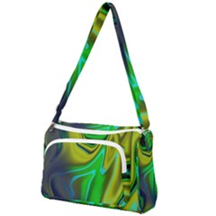 Green Blue Yellow Swirl Front Pocket Crossbody Bag by bloomingvinedesign