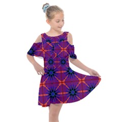 Seamless Wallpaper Pattern Ornament Kids  Shoulder Cutout Chiffon Dress