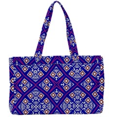 Symmetry Digital Art Pattern Blue Canvas Work Bag by Pakrebo