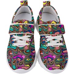 Bending Turn Distort Wave Modern Kids  Velcro Strap Shoes by Pakrebo