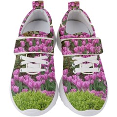 Late April Purple Tulip Kids  Velcro Strap Shoes by Riverwoman