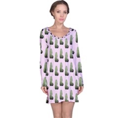 Cactus Pink Pattern Long Sleeve Nightdress by snowwhitegirl