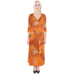 Pumpkin Halloween Fall Thanksgiving Quarter Sleeve Wrap Maxi Dress by Pakrebo