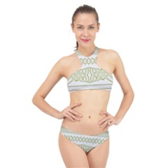 Guilloche Border High Neck Bikini Set by Bajindul