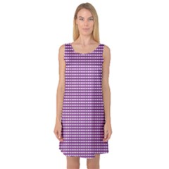 Gingham Plaid Fabric Pattern Purple Sleeveless Satin Nightdress by HermanTelo