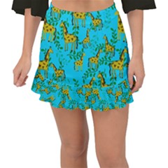 Cute Giraffes Pattern Fishtail Mini Chiffon Skirt