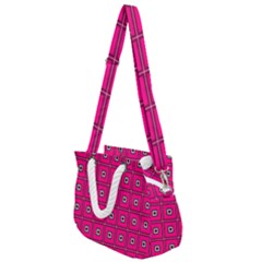 Pink Pattern Squares Rope Handles Shoulder Strap Bag by HermanTelo