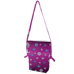 Snowflakes Winter Christmas Purple Folding Shoulder Bag by HermanTelo