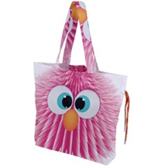 Bird Fluffy Animal Cute Feather Pink Drawstring Tote Bag by Sudhe