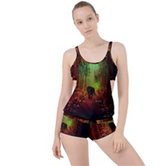 The Lonely Wolf In The Night Boyleg Tankini Set  by FantasyWorld7