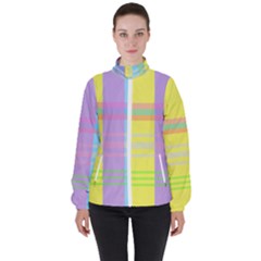 Easter Background Easter Plaid Women s High Neck Windbreaker by Simbadda