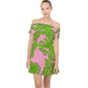 Leaves Tropical Plant Green Garden Off Shoulder Chiffon Dress View1