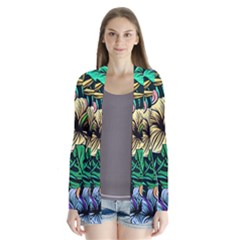 Hibiscus Flower Plant Tropical Drape Collar Cardigan