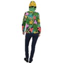 Tropical leaves                   Women Hooded Front Pocket Windbreaker View2