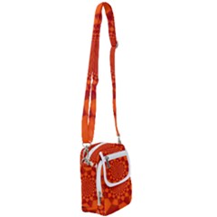 Fractal Artwork Abstract Background Orange Shoulder Strap Belt Bag by Sudhe