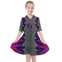 Abstract Artwork Fractal Background Pattern Kids  All Frills Chiffon Dress