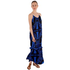 Art Fractal Artwork Creative Blue Black Cami Maxi Ruffle Chiffon Dress by Pakrebo