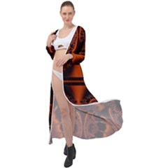 Art Fractal Artwork Creative Black Brown Maxi Chiffon Beach Wrap