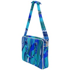 Wavy Blue Cross Body Office Bag by bloomingvinedesign