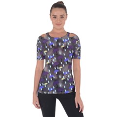 Rain And Umbrellas Shoulder Cut Out Short Sleeve Top