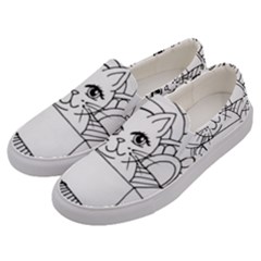 Cute Cat Coloring Page Design Men s Canvas Slip Ons by Wegoenart