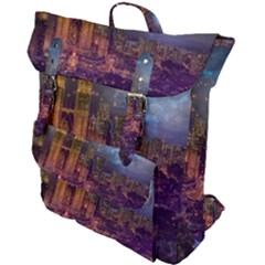 City Lights Skyline Buildings Buckle Up Backpack by Wegoenart