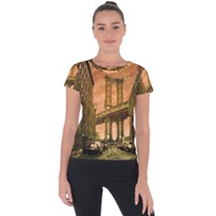 Architecture Buildings City Bridge Short Sleeve Sports Top  by Wegoenart