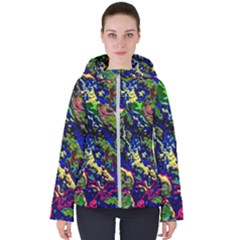 3d Colorful Texture 2                      Women s Hooded Puffer Jacket by LalyLauraFLM