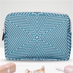 Lines Blue Repeating Textile Make Up Pouch (medium) by Wegoenart