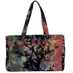 Full Moon Silhouette Tree Night Canvas Work Bag by Wegoenart