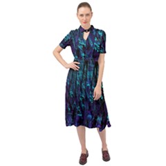 Who Broke The 80s Keyhole Neckline Chiffon Dress