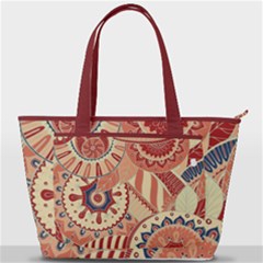 Pop Art Paisley Flowers Ornaments Multicolored 4 Background Solid Dark Red Back Pocket Shoulder Bag  by EDDArt