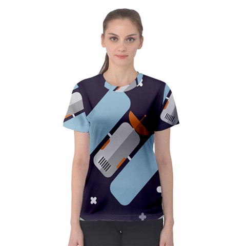 Satellite Machine Space Dark Women s Sport Mesh Tee by Pakrebo