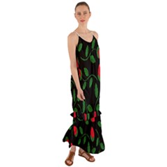 Roses Flowers Spring Flower Nature Cami Maxi Ruffle Chiffon Dress by Pakrebo