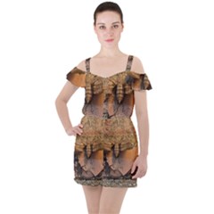 Night Moth Ruffle Cut Out Chiffon Playsuit