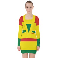 Bolivia Flag V-neck Bodycon Long Sleeve Dress by FlagGallery