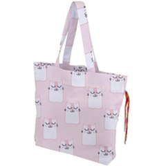 Pattern Pink Cute Sweet Fur Cats Drawstring Tote Bag by Pakrebo