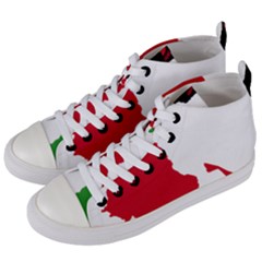 Malawi Flag Map Geography Outline Women s Mid-top Canvas Sneakers by Sapixe