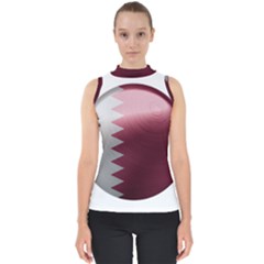 Qatar Flag Country Nation National Mock Neck Shell Top