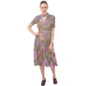 Watercolor leaves pattern Keyhole Neckline Chiffon Dress View1