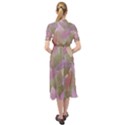 Watercolor leaves pattern Keyhole Neckline Chiffon Dress View2