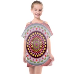 Mandala Zentangle Floral Round Kids  One Piece Chiffon Dress