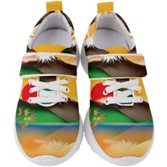 Mount Fuji Japan Lake Sun Sunset Kids  Velcro Strap Shoes by Pakrebo