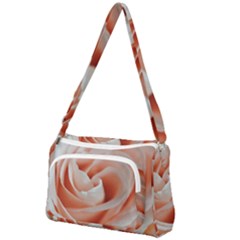 Soft Pink Rose Close Up Front Pocket Crossbody Bag by bloomingvinedesign