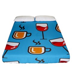 Cups And Mugs Blue Fitted Sheet (california King Size)