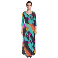 Rectangles In Retro Colors                                    Quarter Sleeve Maxi Dress