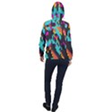 Rectangles in retro colors                                  Women Hooded Front Pocket Windbreaker View2