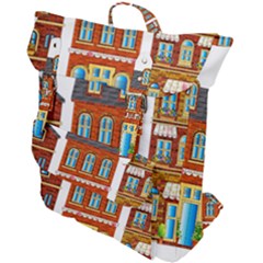 City Buildings Brick Architecture Buckle Up Backpack by Simbadda