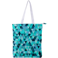 Teal Triangles Pattern Double Zip Up Tote Bag by LoolyElzayat